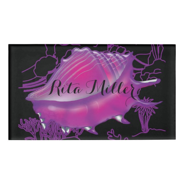 Pink sea shell name tag (Front)