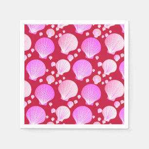 Pink sea shells on a burgundy background napkin