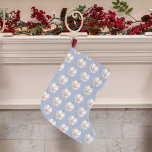 Pink Sea Star Ornament dusty blue pattern Large Christmas Stocking<br><div class="desc">Add a touch of coastal elegance to your holiday decor with our Pale Pink Sea Star Ornament Pattern on Dusty Blue Christmas Stocking! This stunning stocking beautifully blends seaside charm and festive Christmas spirit, featuring a delicate watercolor pattern of pale pink sea star ornaments set against a serene dusty blue...</div>