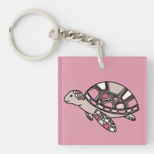 Pink Sea Turtle Key Ring