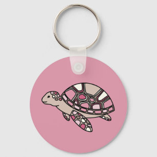 Pink Sea Turtle Key Ring