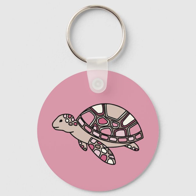 Pink Sea Turtle Key Ring (Front)