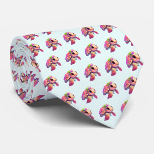 Pink Sea Turtle Whimsical & Cute Patterned Tie