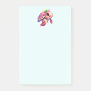 Pink Sea Turtle Whimsical & Cute Post-it Notes