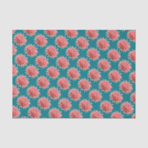 Pink Sea Urchins on Teal Tissue Paper