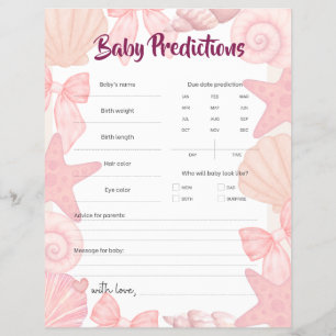 Pink Sea You Soon Baby Shower Predictions Flyer