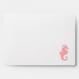 Pink Seahorse Beach Themed baby shower envelope