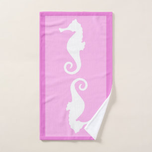 Pink Seahorse Hand Towel