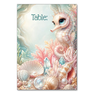 Pink Seahorse Under the Sea Table Assignment Guest Number