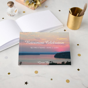 Pink Seascape Sunset Retirement Guest Book