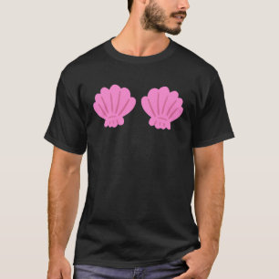 Pink Seashell Bra Mermaid Costume Halloween Women T-Shirt