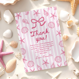Pink Seashell Coastal Beach Baby Shower Thank You Card
