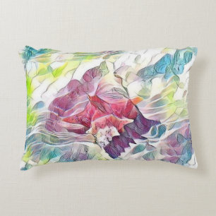 Pink seashell in the sea watercolor painting decorative cushion