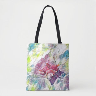 Pink seashell in the sea watercolor painting tote bag