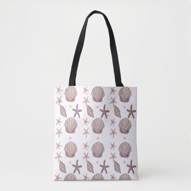  Pink Seashell Pattern – Beach Vibes Summer Design Tote Bag (Front)