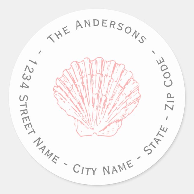 Pink Seashell Return Address Label (Front)