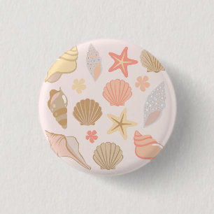 Pink Seashells Pattern 3 Cm Round Badge