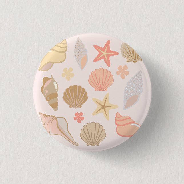 Pink Seashells Pattern 3 Cm Round Badge (Front)