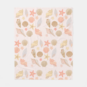 Pink Seashells Pattern Fleece Blanket