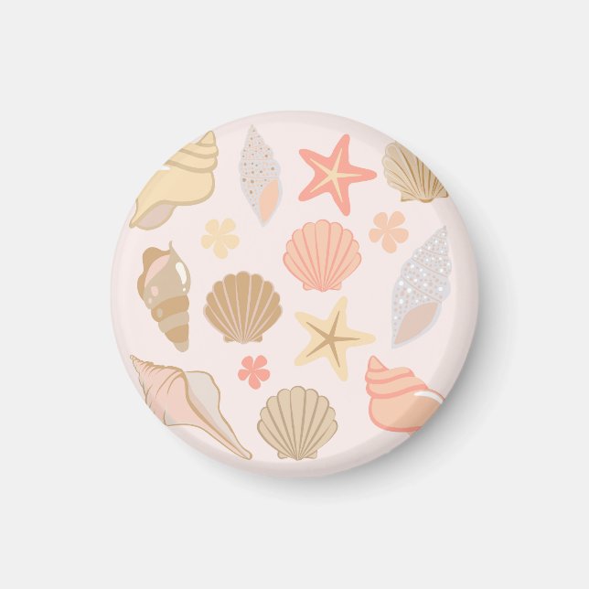 Pink Seashells Pattern Magnet (Front)