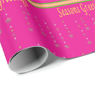 Pink Season's Greetings  Wrapping Paper