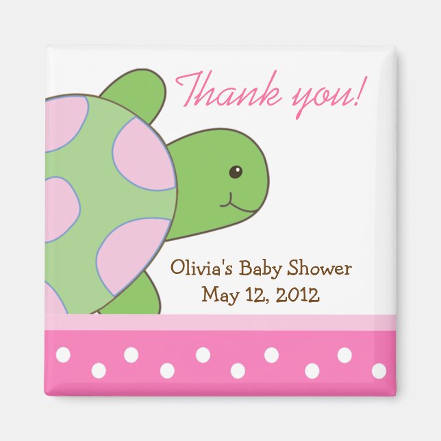 Pink Seaturtle Sea Turtle Baby Shower Favour Magne Magnet (Front)
