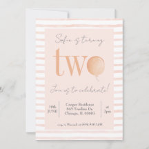 Pink Second Birthday Invitation