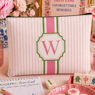 Pink Seersucker Mahjong Tile Bag Personalised