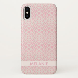 Pink Seigaiha Japanese Pattern Personalized Name iPhone X Case