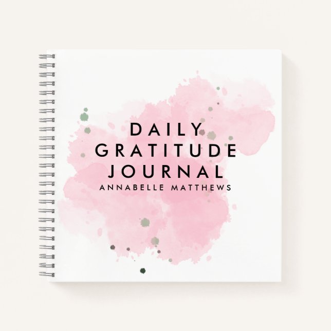 Pink Self Care Daily Gratitude Journal Notebook (Front)