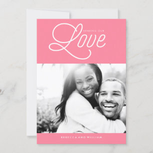 Pink "Sending Our Love" Valentine's Day Photo Holiday Card