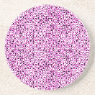 Pink Sequin Glitter Effect Sandstone Coaster