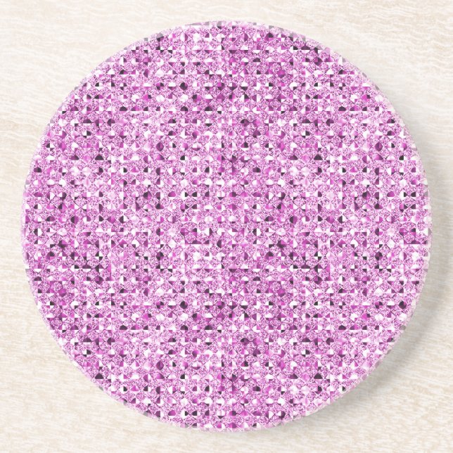 Pink Sequin Glitter Effect Sandstone Coaster (Front)