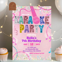 Pink Sequin Glitter Karaoke Party Birthday Invitat