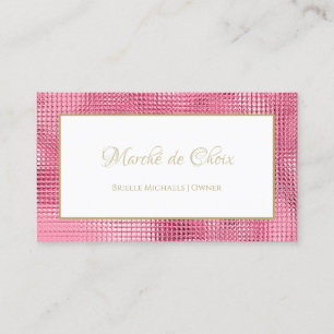Pink Sequin Salon Owner Business Card