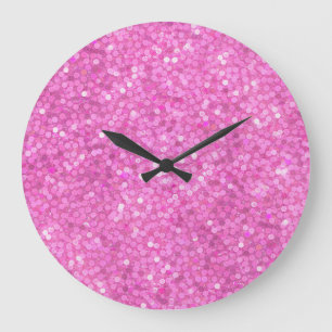 Pink Sequins Bling Large Clock