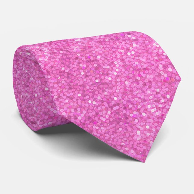 Pink Sequins Bling Tie (Rolled)
