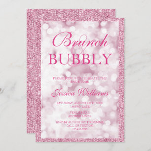 Pink Sequins Brunch & Bubbly Bridal Shower Invitation