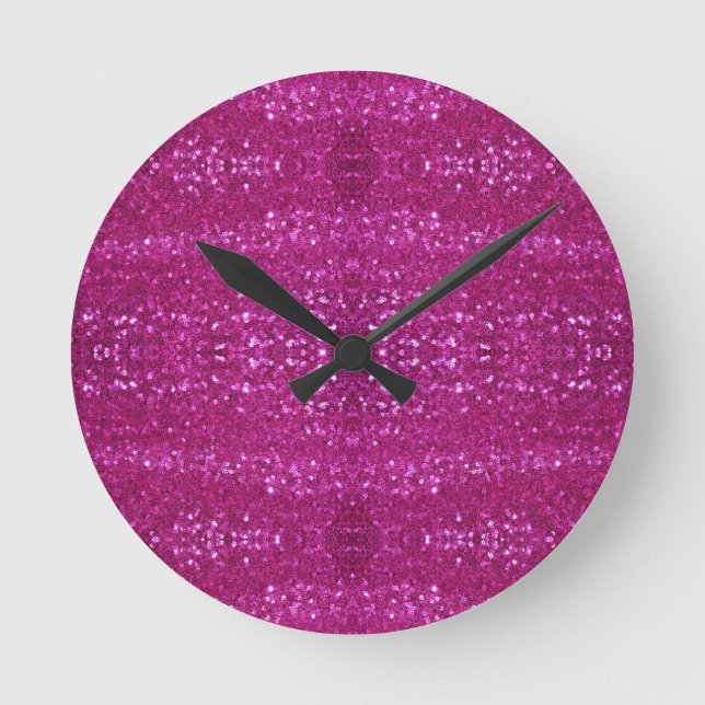 pink sequins round clock (Front)