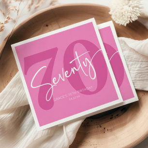 Pink Seventy 70th Seventieth Birthday Party Napkin