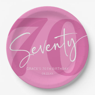 Pink Seventy 70th Seventieth Birthday Party Paper Plate