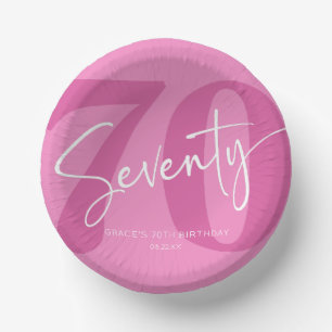 Pink Seventy 70th Seventieth Birthday Party Paper Plate