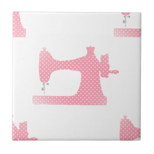 pink sewing machine ceramic tile