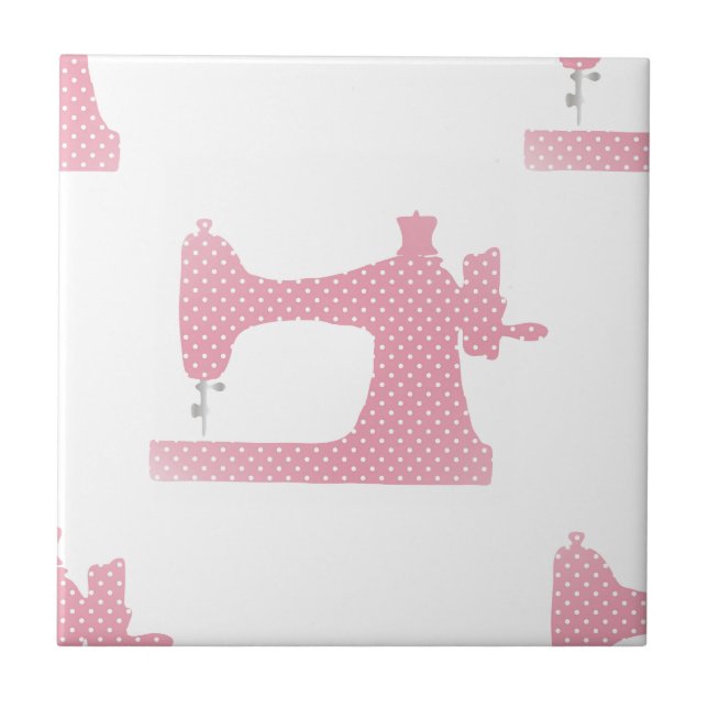 pink sewing machine ceramic tile (Front)