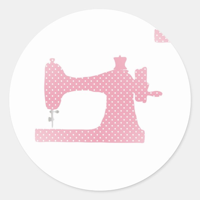 pink sewing machine classic round sticker (Front)