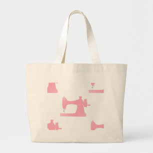 pink sewing machine large tote bag
