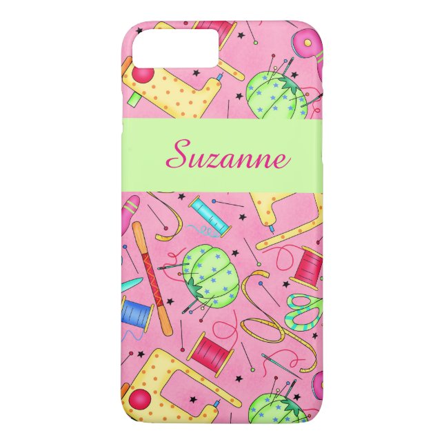 Pink Sewing Notions Art Name Personalised Case-Mate iPhone Case (Back)