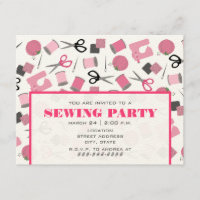 Pink Sewing Party Invitation