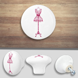 Pink Sewing Room Bodice Dress Form Ceramic Knob