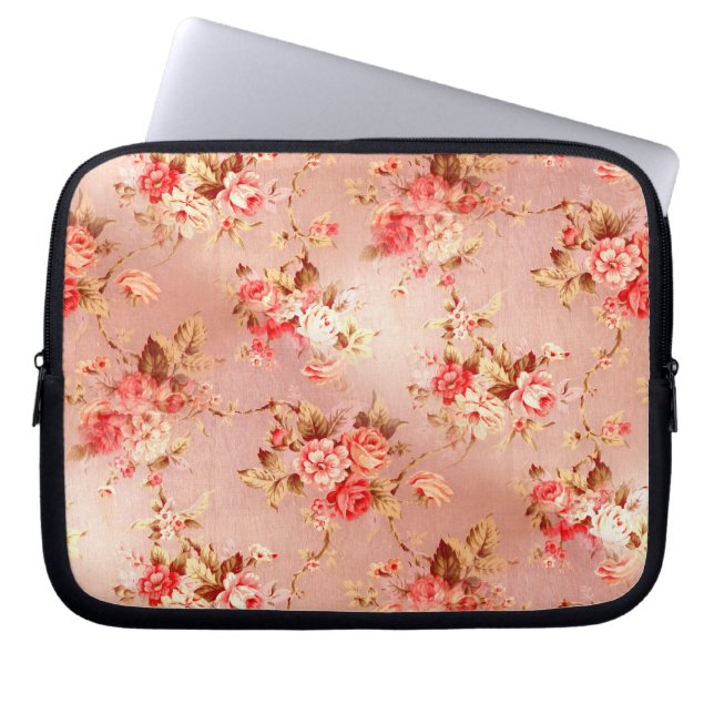 Pink Shabby Chic Flowers Electronics Sleeve (Front)